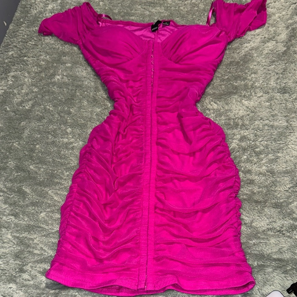 Windsor Pink Ruched Bodycon Mini Dress